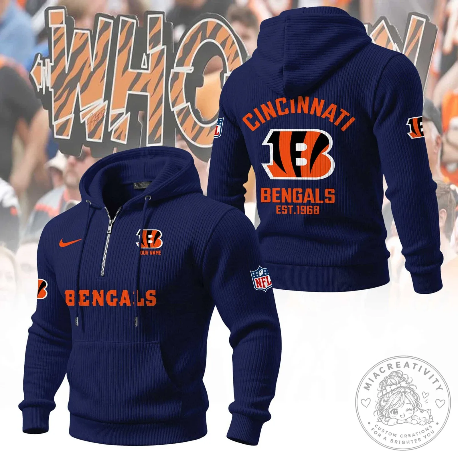 Cincinnati Bengals NFL Football Team Orange Quarter-Zip Hoodie 12 Cincinnati Bengals NFL Football Team Orange Quarter-Zip Hoodie