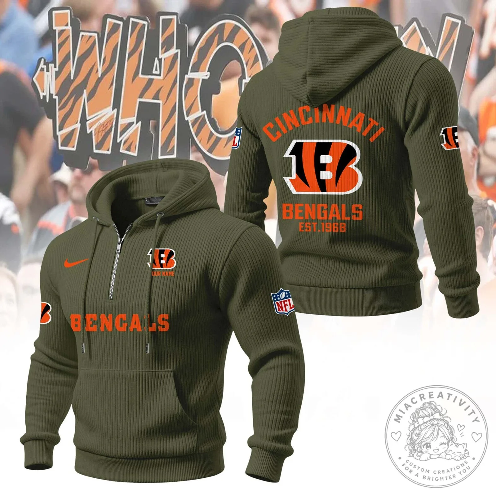 Cincinnati Bengals NFL Football Team Orange Quarter-Zip Hoodie 14 Cincinnati Bengals NFL Football Team Orange Quarter-Zip Hoodie