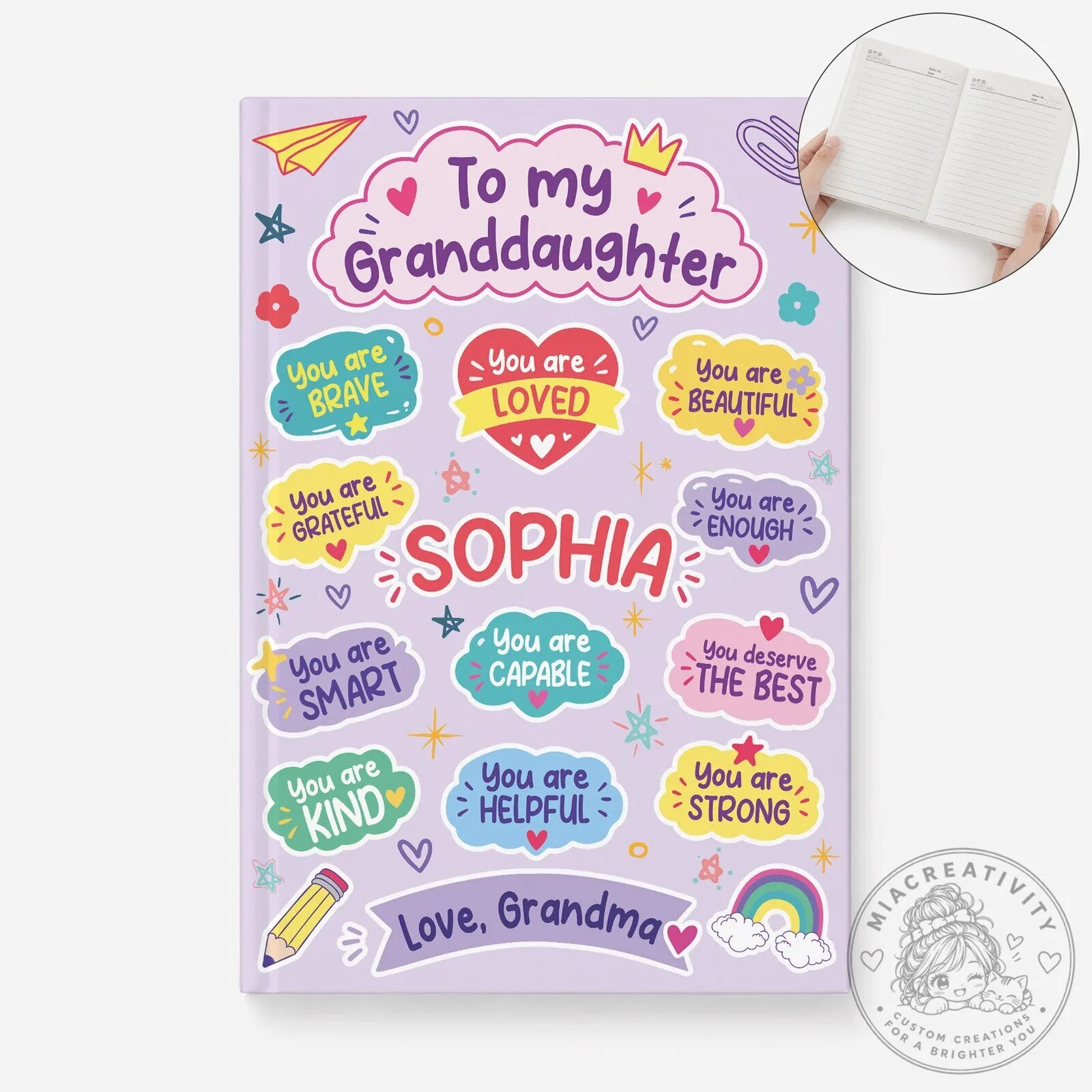 Personalized To My Granddaughter From Grandma Affirmation Journal