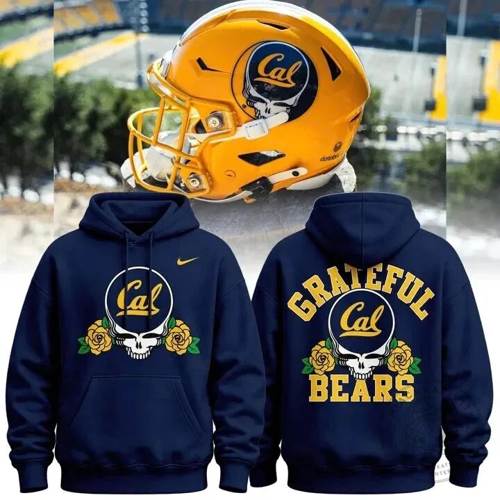Hoodie Featuring Grateful Dead Skull and Roses for California Golden Bears Football Fans