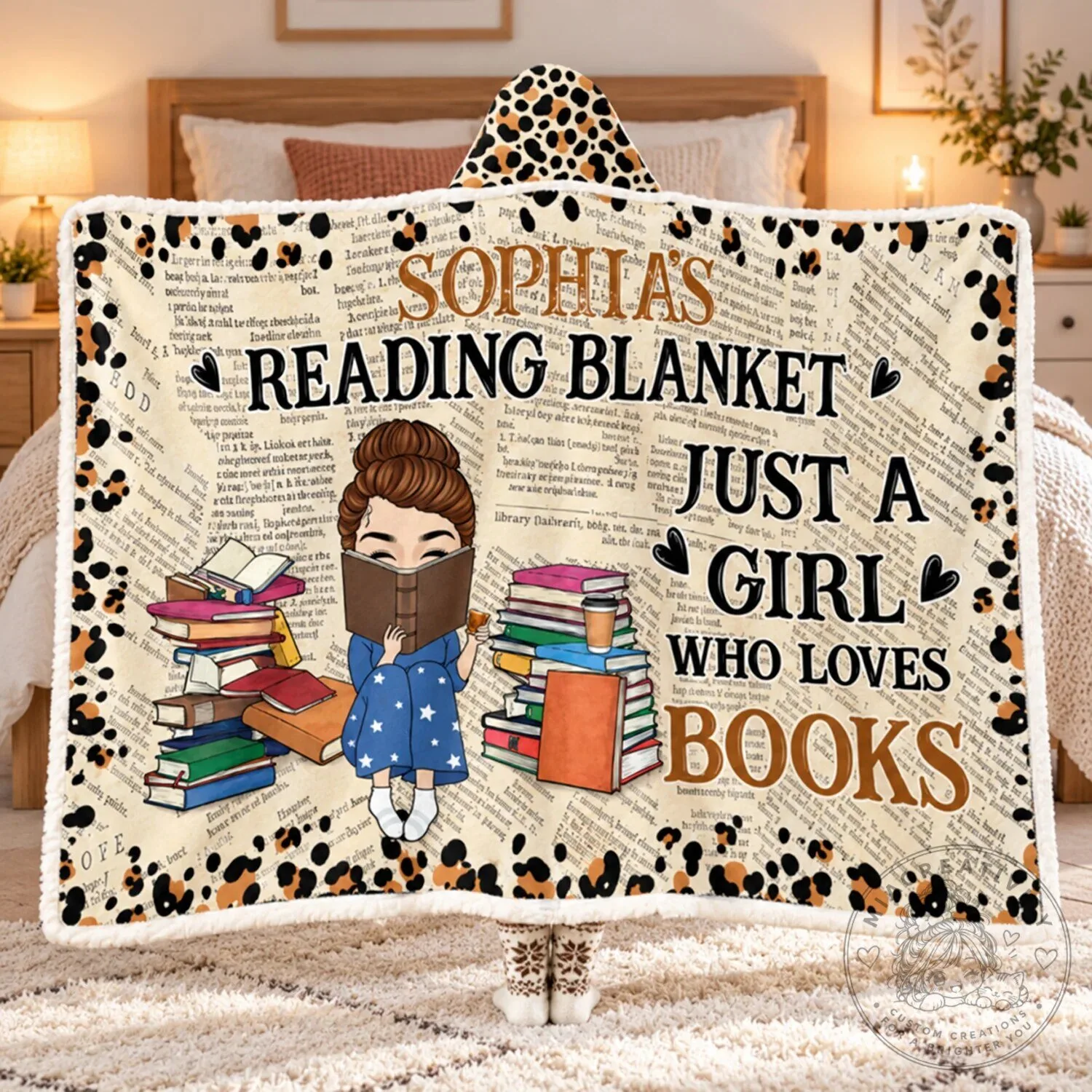 Personalized Just A Girl Who Loves Books Reading Hooded Blanket