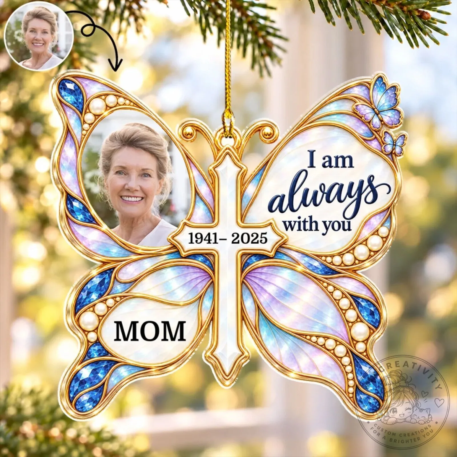 Personalized Butterfly Memorial Ornament Always With You In His Light