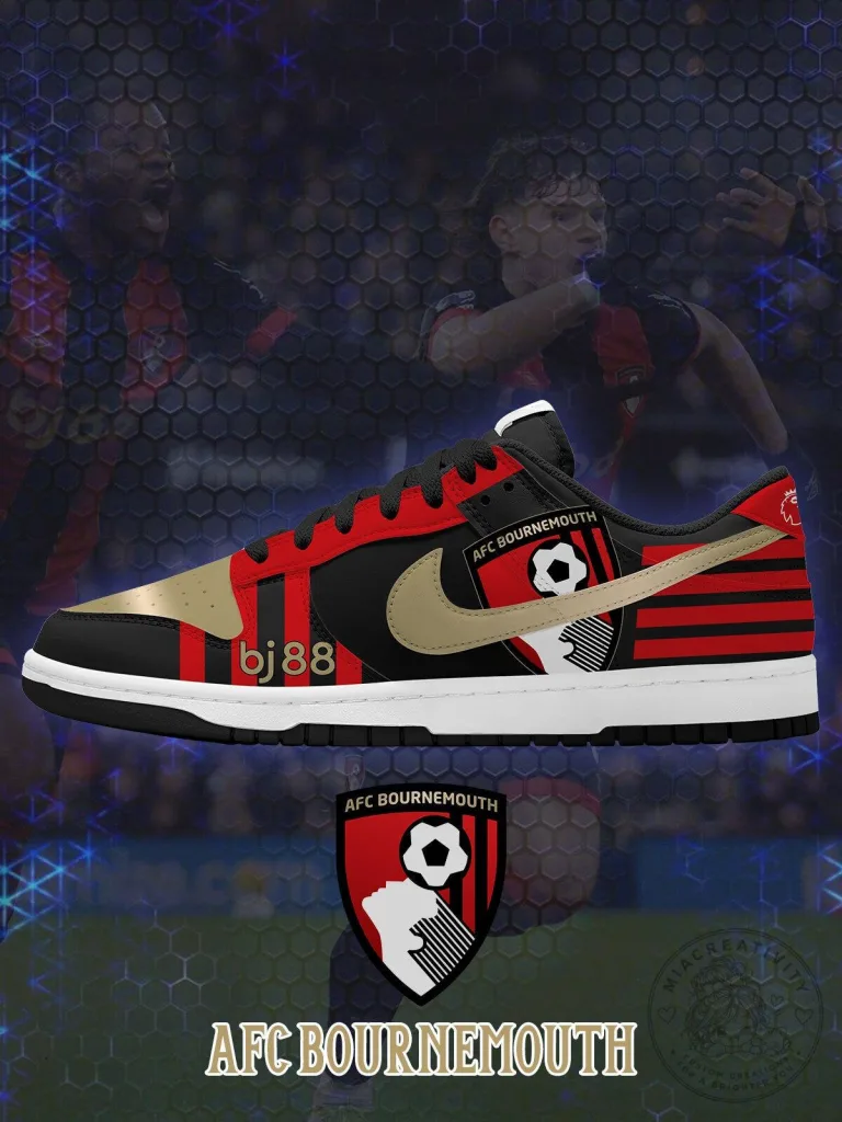 AFC Bournemouth Custom Court-Low Sneakers, Cherries Football Club Fan Shoes