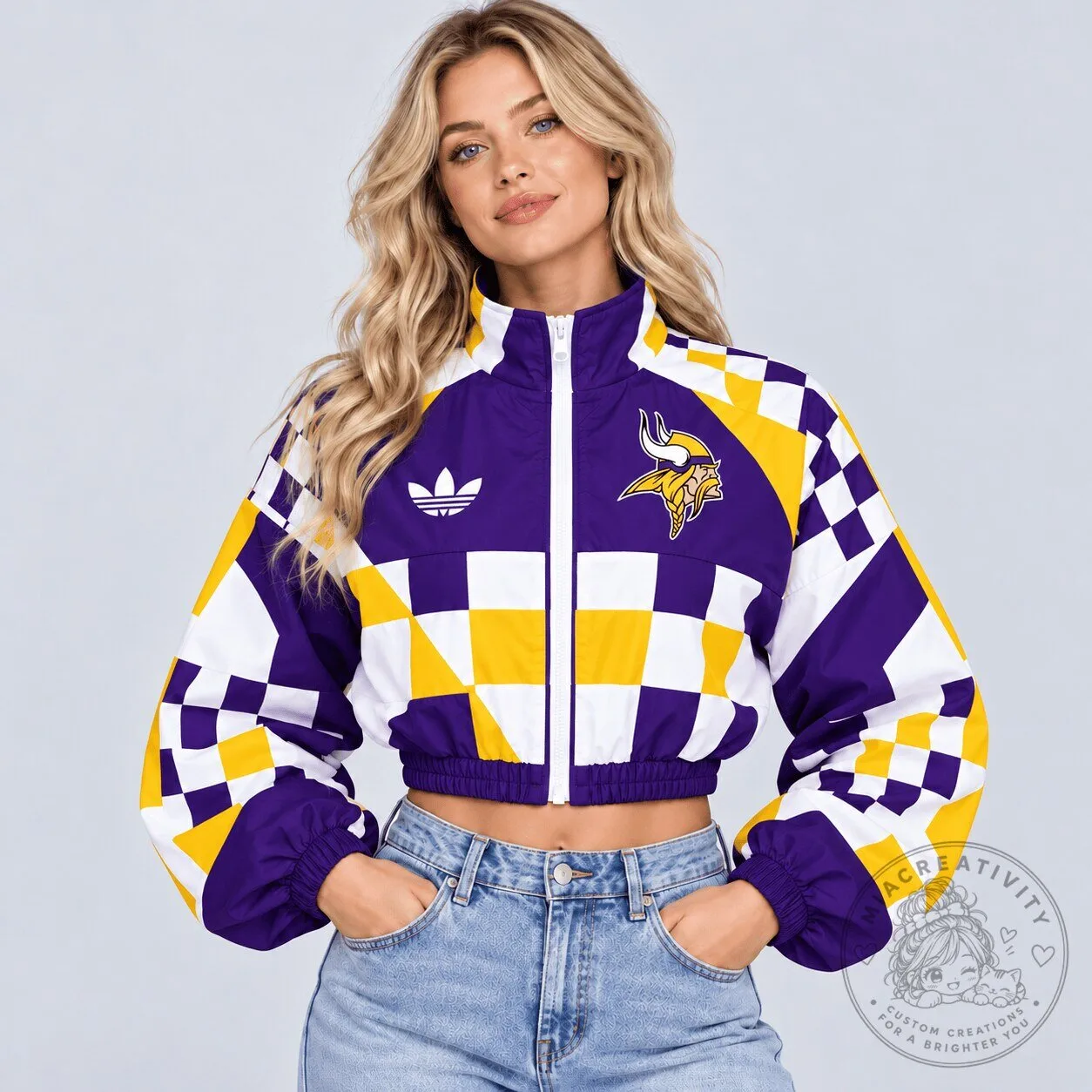 Minnesota Vikings Retro Racing Checkered Flag Colorblock Full-Zip Windbreaker Jacket