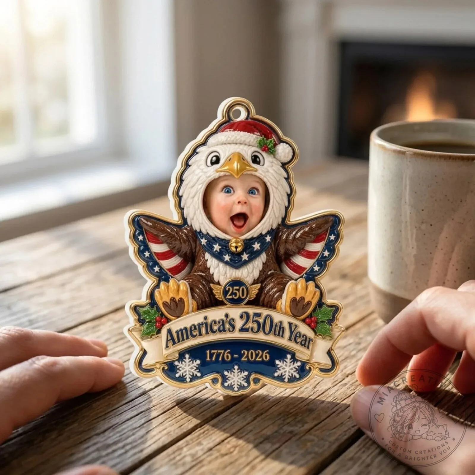 Personalized Baby Eagle America's 250th Year Christmas Tree Ornament 1776-2026 11 Personalized Baby Eagle America