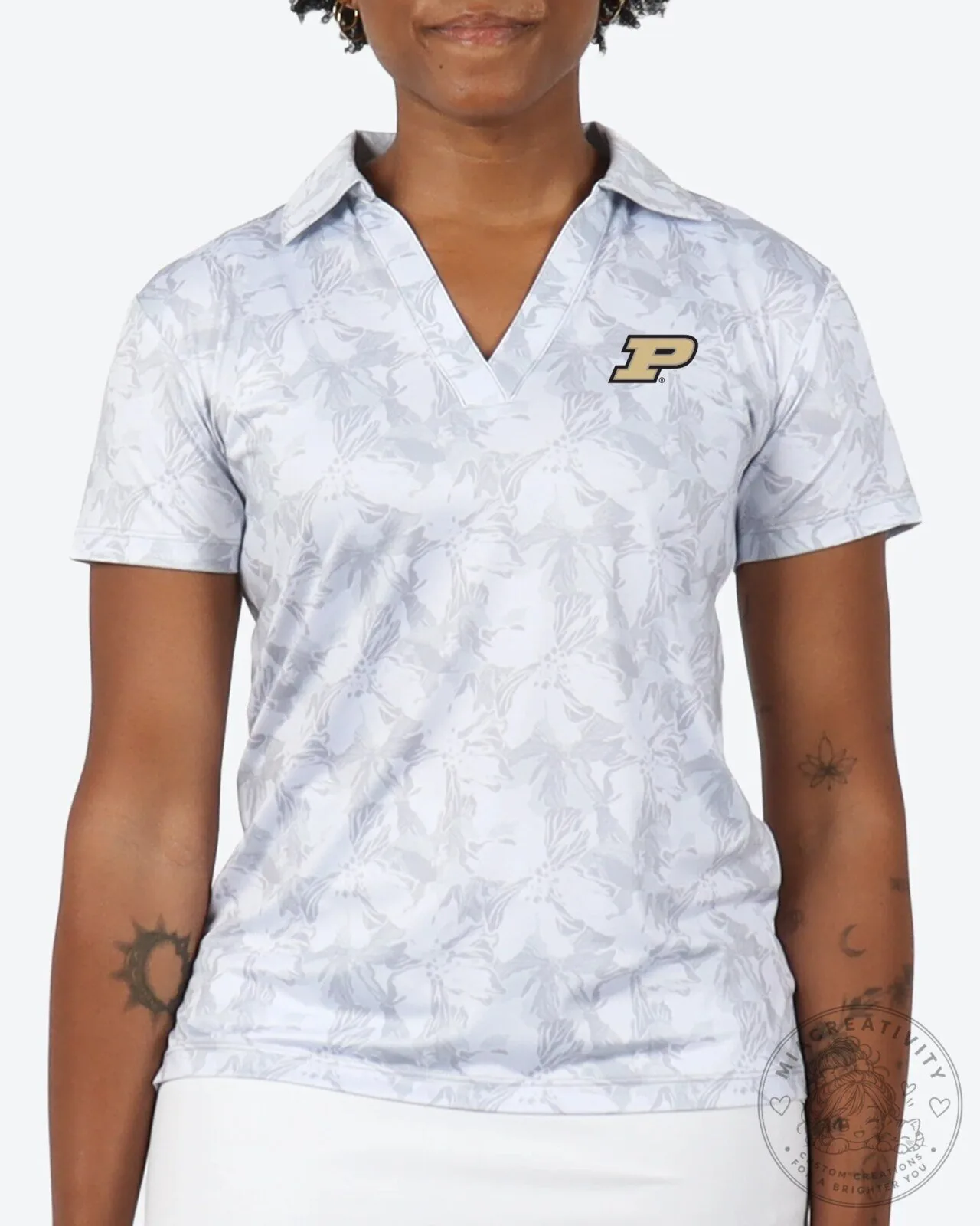 Purdue University Boilermakers Ice Petals Pattern Women's Polo Shirt