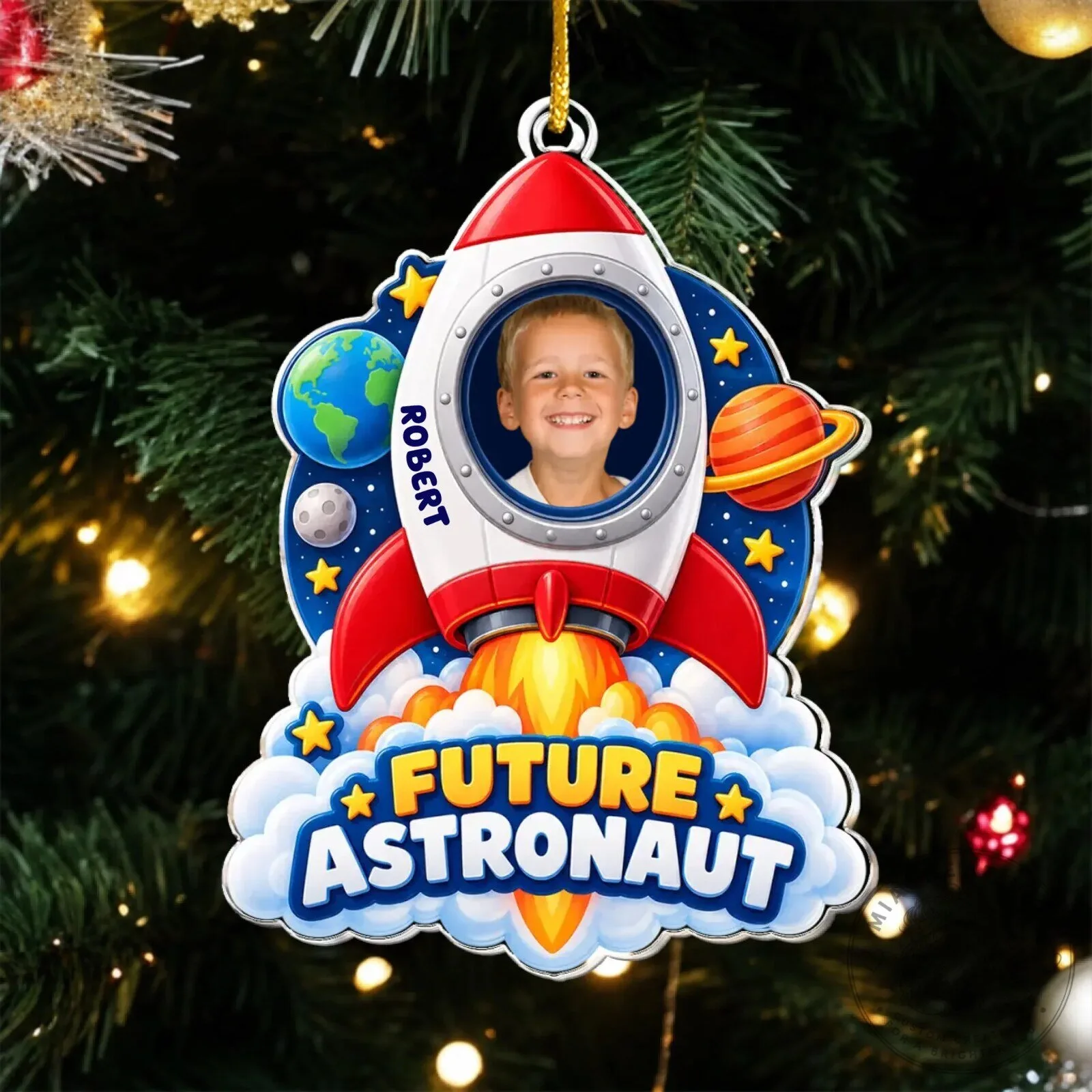 Future Astronaut Personalized Rocket Ship Christmas Tree Ornament